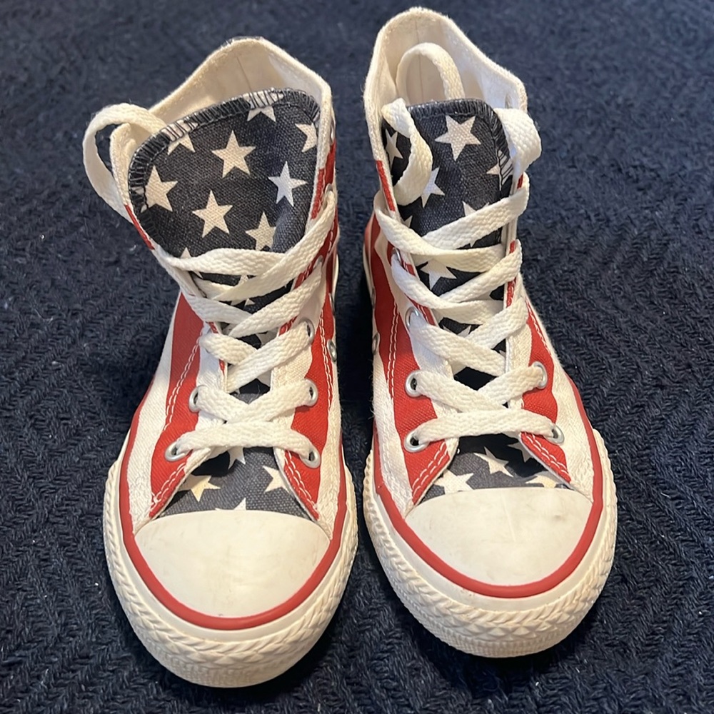 Converse Kids Shoes - Red, White, and Blue Star Design